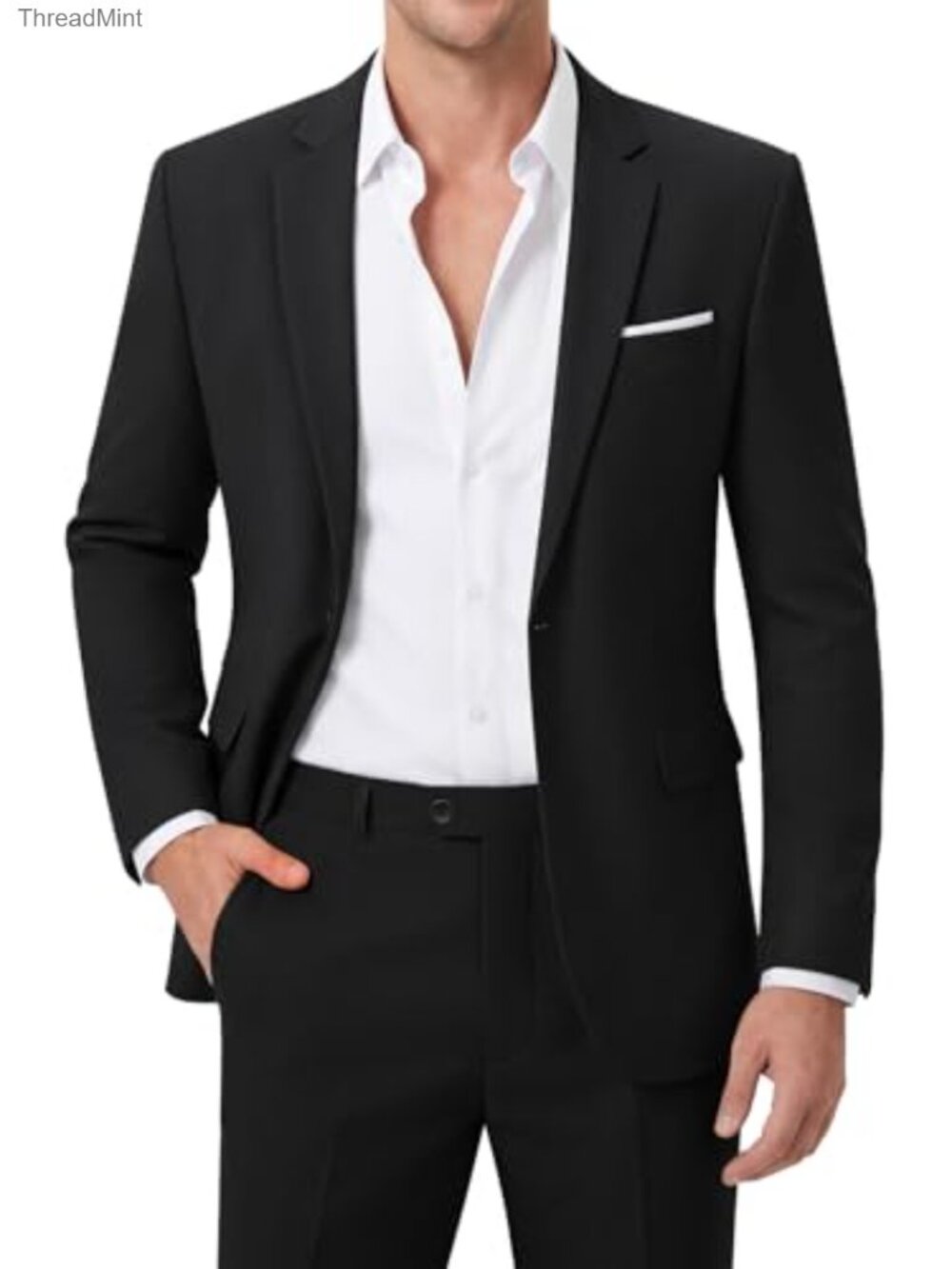 Slim Fit 2 Piece Suit Set One-Button Jacket Pants Business Wedding Prom